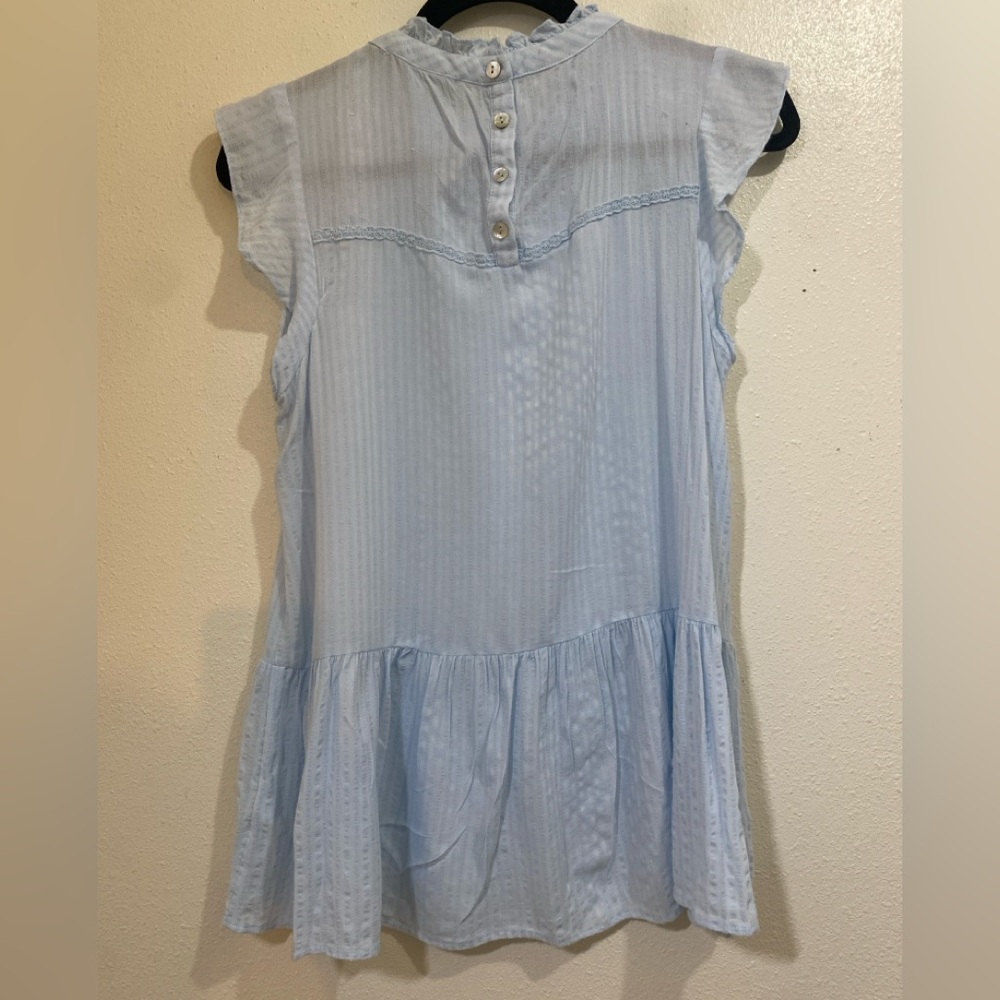 Doe & Rae Light Blue Ruffled Blouse - Picture 3 of 4